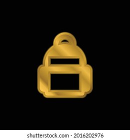 Icono metálico de la mochila chapado en oro o vector de logotipo