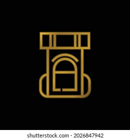 Backpack gold plated metalic icon or logo vector