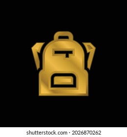 Backpack gold plated metalic icon or logo vector
