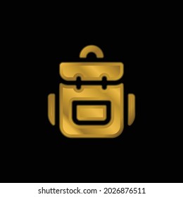 Backpack gold plated metalic icon or logo vector