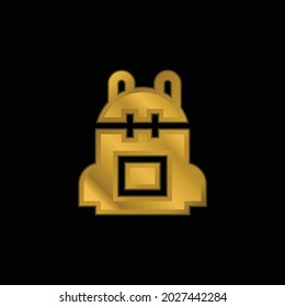 Backpack gold plated metalic icon or logo vector