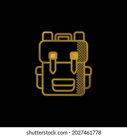 Backpack gold plated metalic icon or logo vector