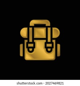 Backpack gold plated metalic icon or logo vector