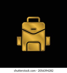 Backpack gold plated metalic icon or logo vector