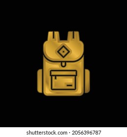 Backpack gold plated metalic icon or logo vector