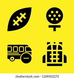 backpack, golf, american football and bus vector icon set. Sample icons set for web and graphic design