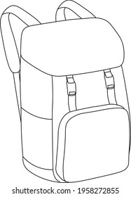 Backpack graphics black and white coloring vector illustration