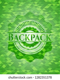 Backpack green emblem with triangle mosaic background