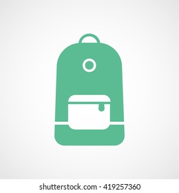 Backpack Green Flat Icon On White Background