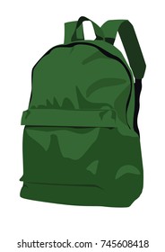 Backpack green vector illustration isolated