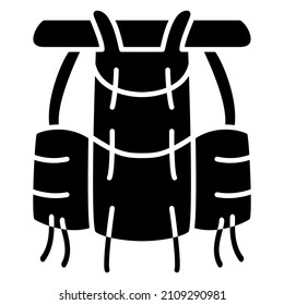 Backpack, hiking bag. High design with side sections. Backpack of a tourist, traveler, sportsman. Vector icon, glyph, silhouette, isolated