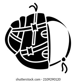 Backpack, hiking bag. Side view, lots of compartments. Backpack of a tourist, traveler, sportsman. Vector icon, glyph, silhouette, isolated