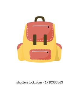 Backpack for hiking, flat design. Tourist backpack or hike bag.