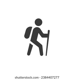 Backpack Hiking Icon Vector Isolated Black and White Design Graphic