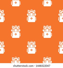 Backpack hiking pattern vector orange for any web design best