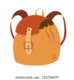 Backpack for hiking and travel. Hand drawn vector illustration in cartoon style.