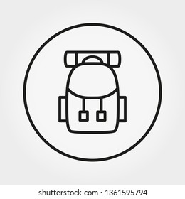 Backpack for hiking. Universal icon for web and mobile application. Vector illustration on a white background. Editable Thin line.