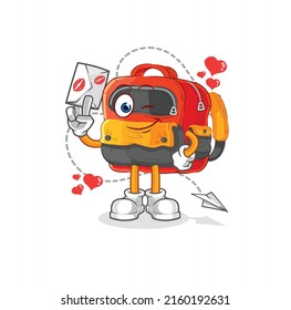 the backpack hold love letter illustration. character vector