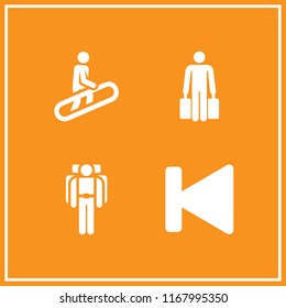 backpack icon. 4 backpack vector set. tourist, back and hiking icons for web and design about backpack theme