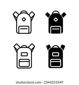 Backpack icon. Back to school sign. School bag. Study bag isolated vector set.