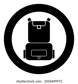 Backpack  icon black color in circle or round