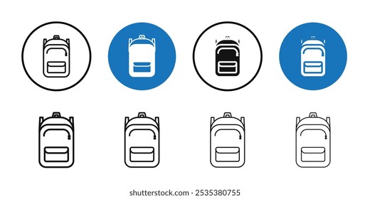 Rucksack-Symbol Schwarze Linie Kunst Vektor Logo-Set