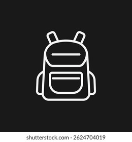 Backpack Icon Black and White Line Art Schoolbag Vector Graphic