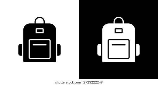 Icono de la mochila. Icono de diseño plano simple en blanco y negro