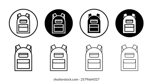 Backpack icon black and white vector sign