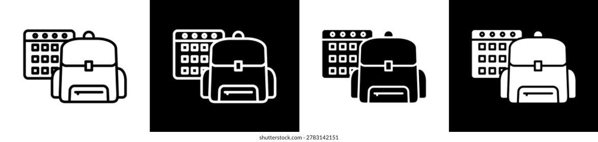 Backpack Icon Black And White Vector Illustration.