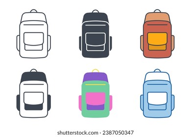 Backpack icon collection with different styles. Backpack icon symbol vector illustration isolated on white background
