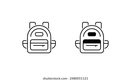 Backpack icon design with white background stock illustration