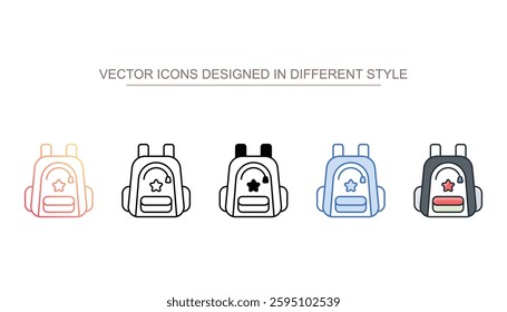 Backpack icon design with white background stock illustration