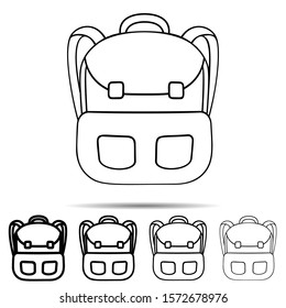 Backpack icon in different shapes. Simple thin line, outline vector of camp icons for ui and ux, website or mobile application