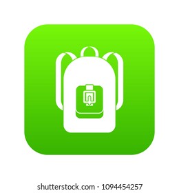 Backpack icon digital green for any design isolated on white vector illustration