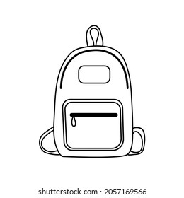 Backpack icon in doodle style. Vector illustration.