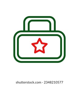 Icono de mochila de color rojo verde duocolor elemento militar vector ejército y símbolo perfecto.
