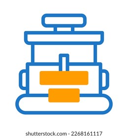 icono de mochila duotone azul naranja ilustración militar vector elemento del ejército y símbolo perfecto. Signo de icono de la colección moderna para la web.