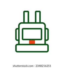 Backpack icon duotone green orange colour military vector army element and symbol perfect.