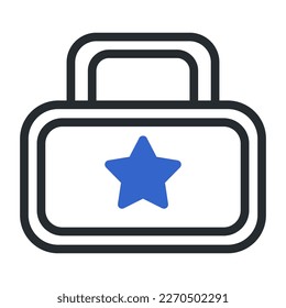 icono de mochila duotone estilo azul gris ilustración militar vector elemento de ejército y símbolo perfecto. Signo de icono de la colección moderna para la web.