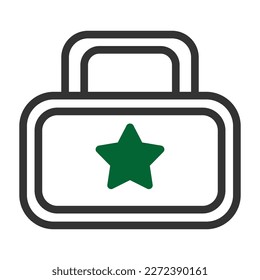 backpack icon duotone grey green style military illustration vector army element and symbol perfect. Icon sign from modern collection for web.