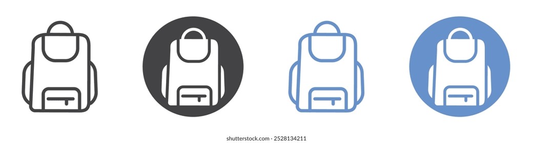 Icono de la mochila Arte plano en blanco y negro aislado