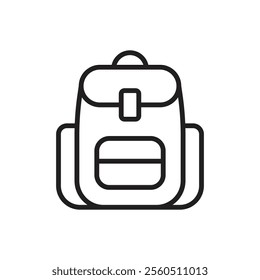 Backpack icon Flat art in black and white isolated