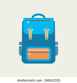 Backpack icon. Flat design