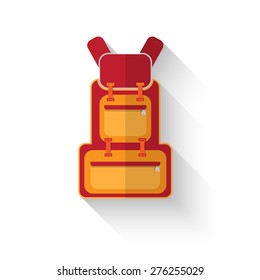 backpack icon flat design with long shadow