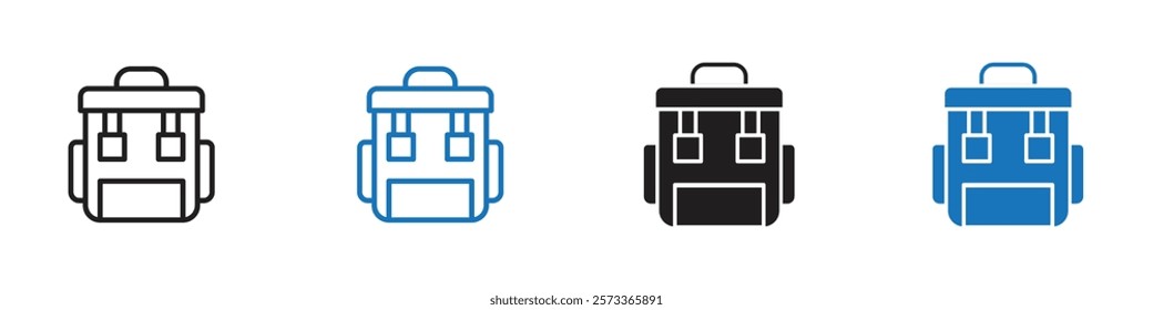 Backpack icon Flat line symbol