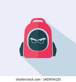 Backpack icon - Flat school backpack icon - vector illustration