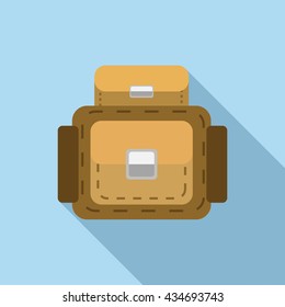Backpack icon in flat style