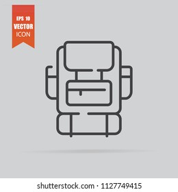 Backpack icon in flat style isolated on grey background. For your design, logo. Vector illustration.