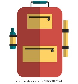 Backpack icon, flat vector illustration isolated on white background. Camping, hiking, trekking equipment. Tourist travel bag.